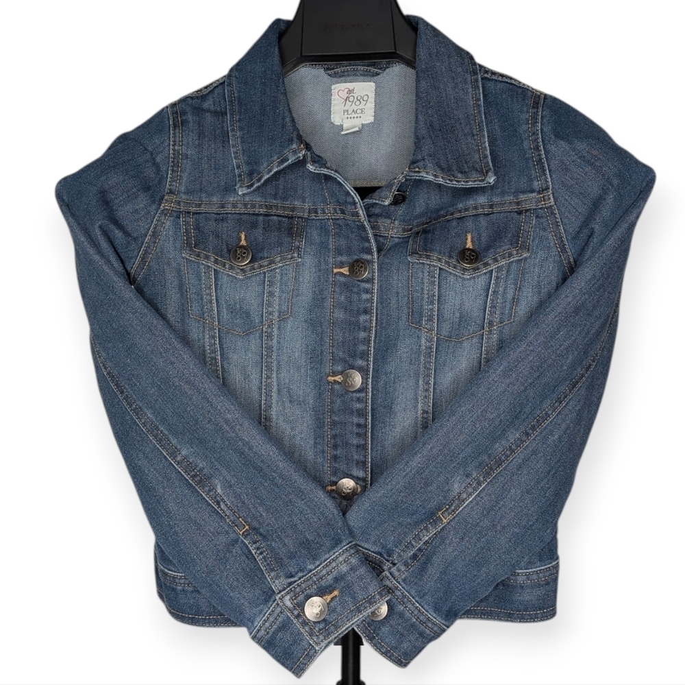 Children’s Place Est. 1989 Girls Jean Jacket XL (14) Blue Denim Button-Front EUC - Picture 4 of 12